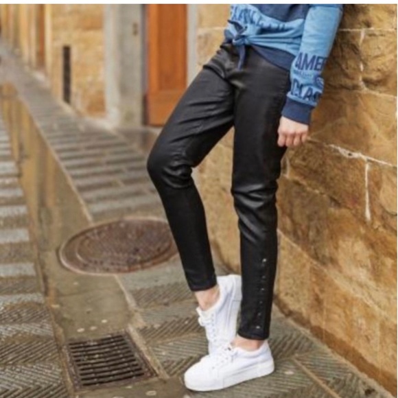 GAP 1969 Inner Cozy Legging in Black Orbit Coated Side Snap Stretch Jeans 32 - Picture 6 of 12